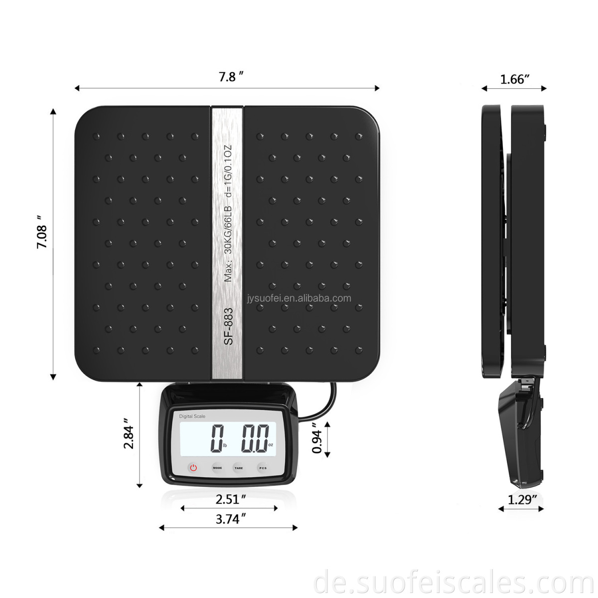 Suofei Neuankömmling SF-883 110 lbs x 0,1 oz Schwarz digitaler Versand Postskala